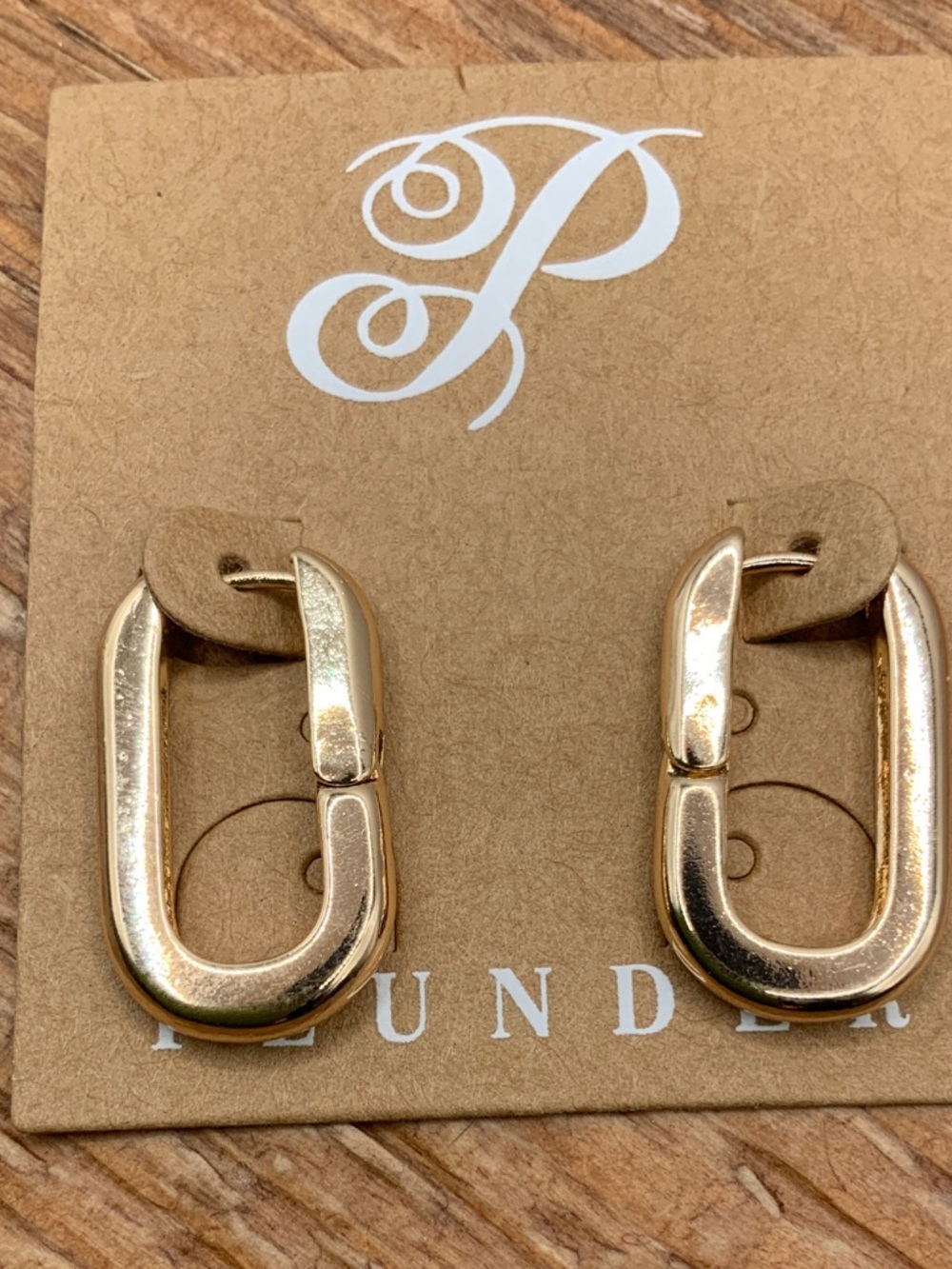 Plunder Design Gold Tone Link Hoop Earrings